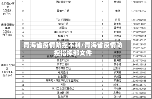 青海省疫情防控不利/青海省疫情防控指挥部文件-第1张图片