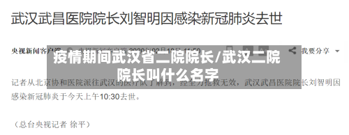 疫情期间武汉省二院院长/武汉二院院长叫什么名字-第1张图片