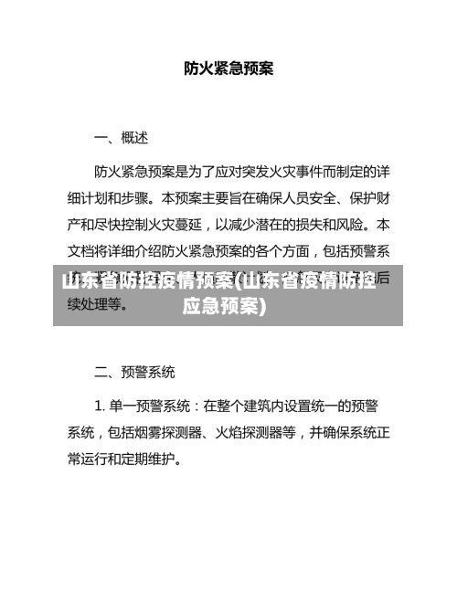山东省防控疫情预案(山东省疫情防控应急预案)-第2张图片
