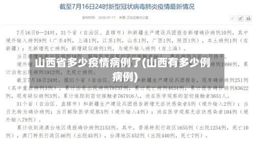 山西省多少疫情病例了(山西有多少例病例)-第1张图片